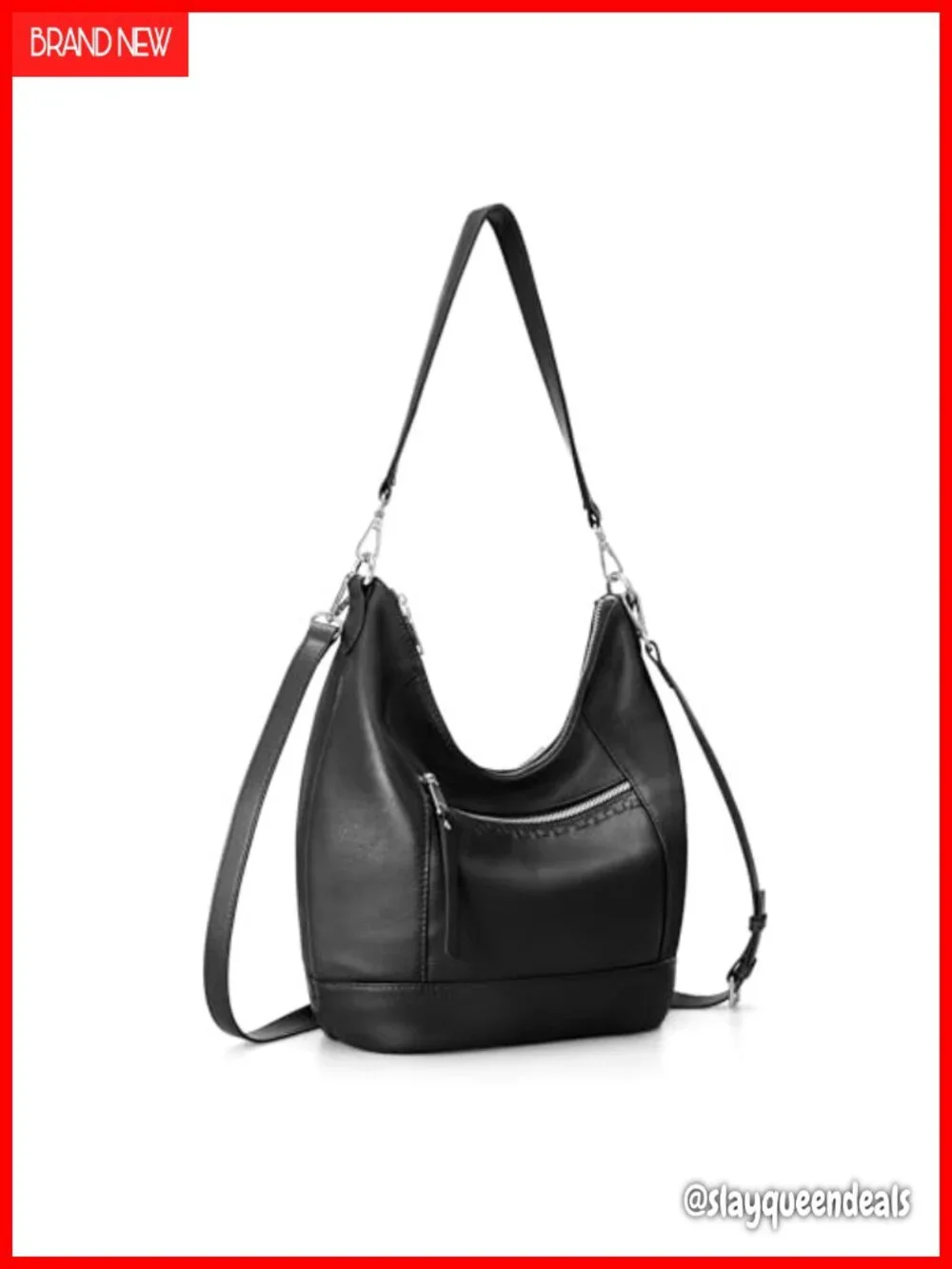 Genuine Leather Crossbody Hobo Purse with Removable Straps
